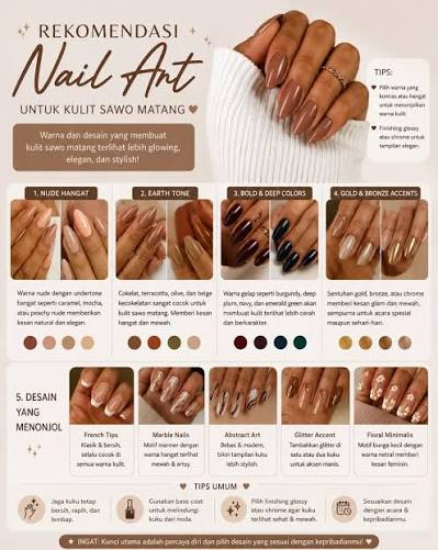 Papan rekomendasi variasi nail art warna hangat